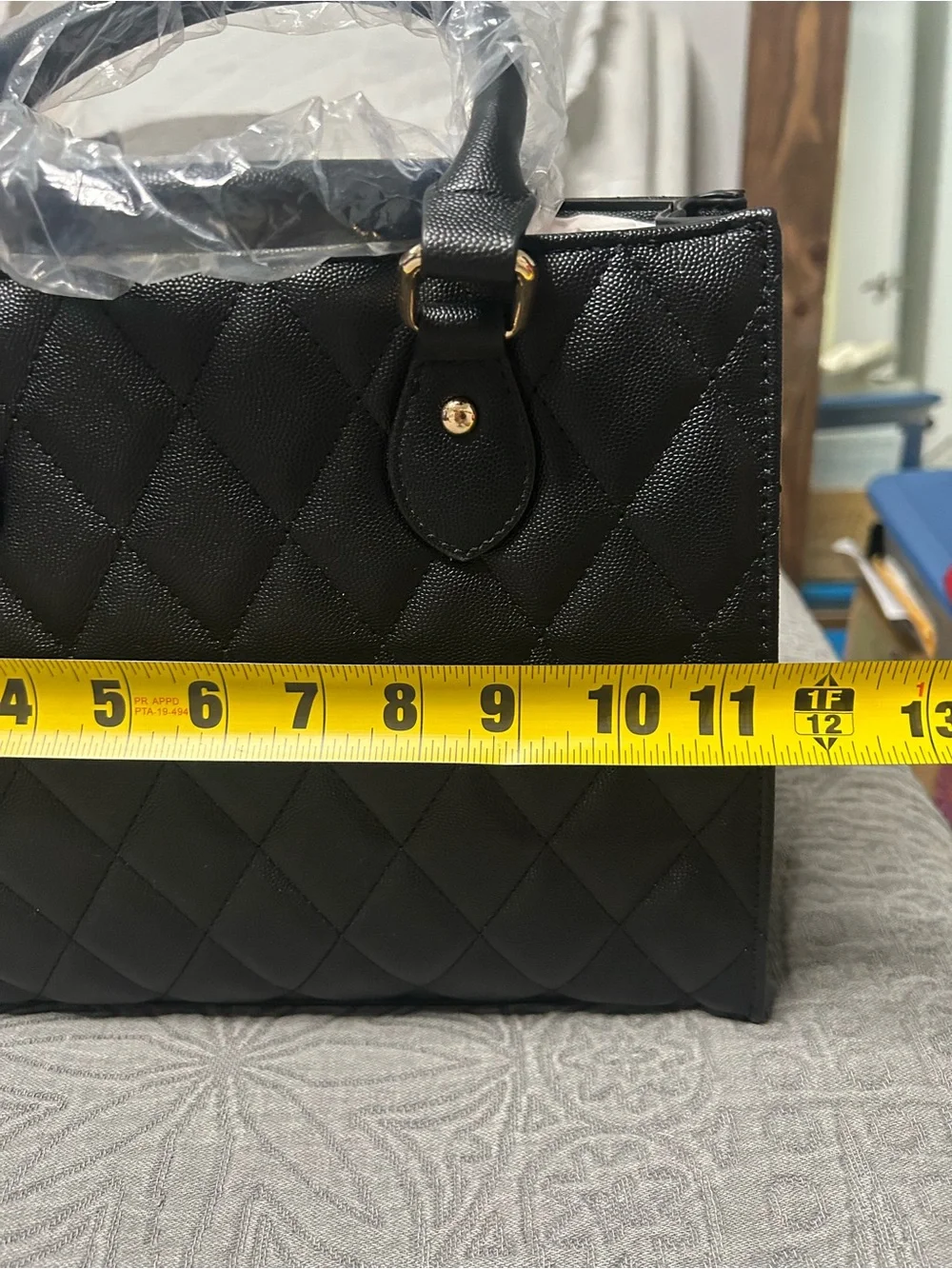 Jessica Moore Quilted Satchel Handbag in Black